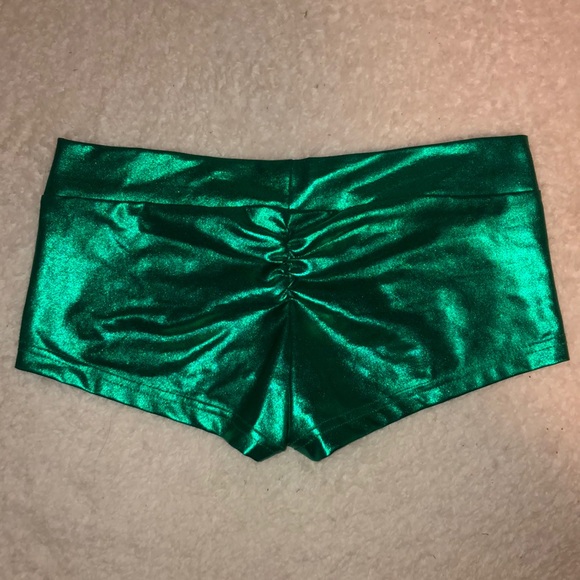 Metallic Green BootyShorts - Picture 2 of 3